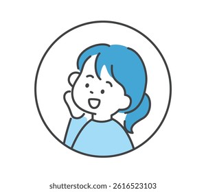 Vector illustration of a girl smiling with her hand on her cheek
