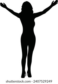 Vector illustration of a girl spread her arms