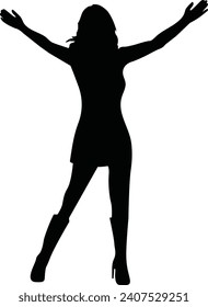 Vector illustration of a girl spread her arms