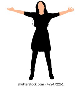 Vector illustration of a girl spread her arms