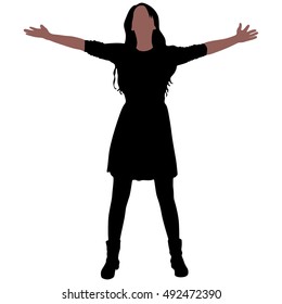 Vector illustration of a girl spread her arms