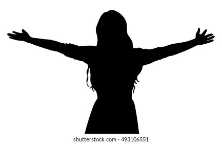 Vector illustration of a girl spread her arms