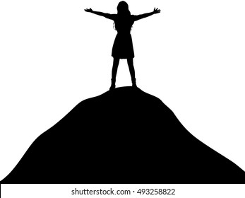 Vector illustration of a girl spread her arms