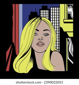 Ilustración vectorial de una niña al estilo de un cómic en el formato de versión EPS10