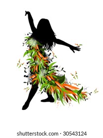 vector illustration of girl summer