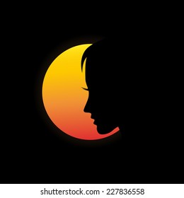 Vector illustration the girl and the sun