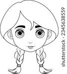 Vector illustration of a girl with two braids