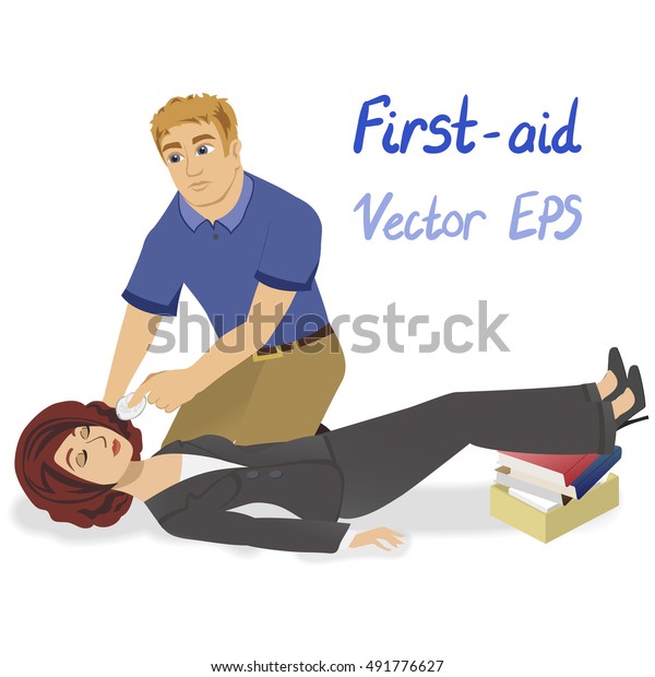 Vector Illustration Girl Unconscious Man Has Stock Vector (Royalty Free ...