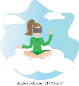 Vector illustration of a girl in virtual reality glasses
