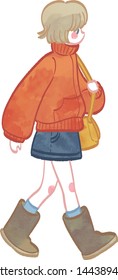 Vector illustration of a girl walking