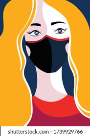 Vector illustration of a girl wearing a medical mask to protect against coronavirus. Coronavirus causes сovid-19 disease. A man wears a medical face mask to protect against infections and viruses.