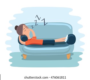 Vector illustration of a girl who fell asleep on the couch