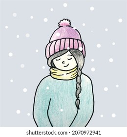 Vektorgrafik eines Mädchens im Winter