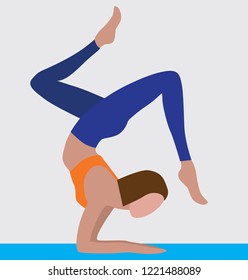 Vector illustration of girl at yoga class.Yoga pose. Meditation. Asana