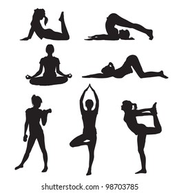 Vector illustration of a girl yoga silhouette