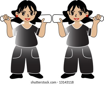 Vector illustration of  girls