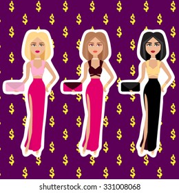 Vector illustration of girls.