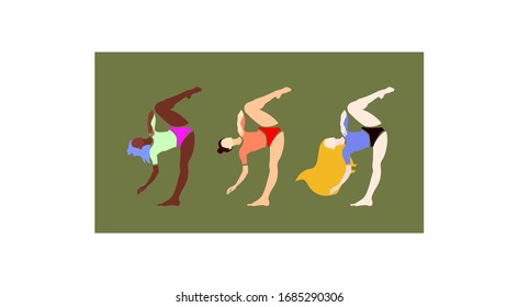 Vector illustration with girls in a beautiful dance pose.