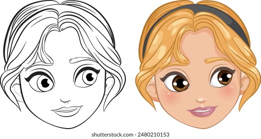 Ilustración vectorial de la cara de una niña