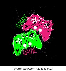 Vector illustration for girls with game joysticks and text