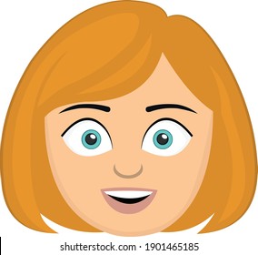 Vector illustration of a girl's head emoticon