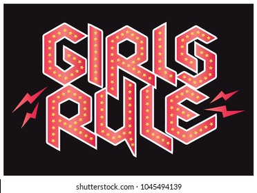 vector illustration girls rule slogan graphic design for t shirt print