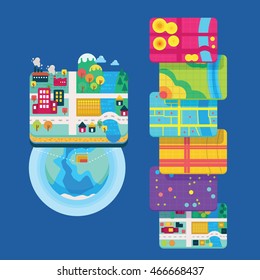 Vector Illustration Of GIS (Geographic Information System) Data Layers Concept For Info Graphic