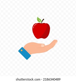 Vector Illustration Of Give Apple. Colored Vector For Website Design .Simple Design On Transparent Background (PNG).