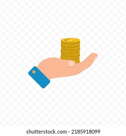 Vector illustration of give coins. Colored vector for website design .Simple design on transparent background (PNG).