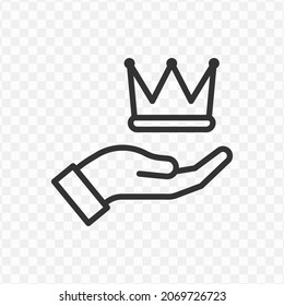 Vector illustration of give the crown icon in dark color and transparent background(png).