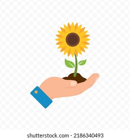 Vector illustration of give flowers. Colored vector for website design .Simple design on transparent background (PNG).
