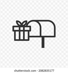 Vector illustration of give a gift in the mailbox icon in dark color and transparent background(png).