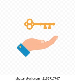 Vector illustration of give key. Colored vector for website design .Simple design on transparent background (PNG).