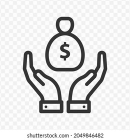 Vector Illustration Of Give Money Bag Icon In Dark Color And Transparent Background(png).