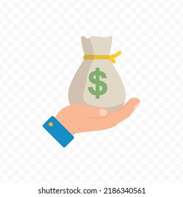 Vector Illustration Of Give Money Bag. Colored Vector For Website Design .Simple Design On Transparent Background (PNG).