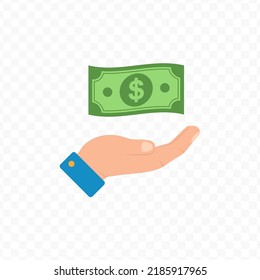 Vector illustration of give money. Colored vector for website design .Simple design on transparent background (PNG).