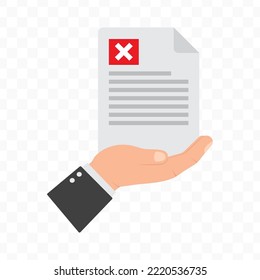 Vector illustration of give rejected letter icon sign and symbol. colored icons for website design .Simple design on Transparent background (PNG).