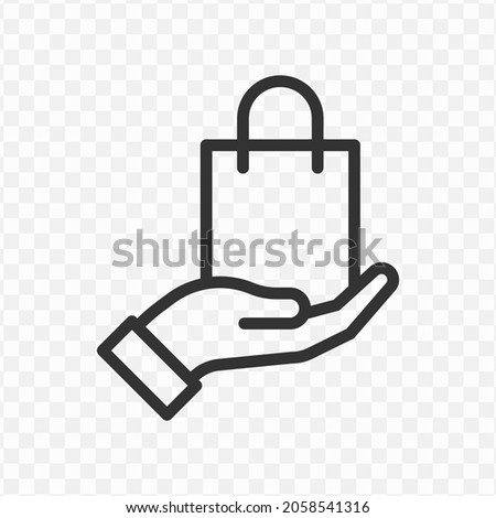Vector illustration of give shopping bag icon in dark color and transparent background(png).