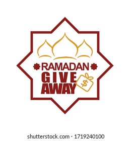 Vector illustration of giveaway giveaway label with hexagonal star, money case and mosque silhouette perfect for promotion in digital media during Ramadan