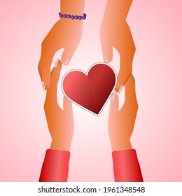 Vector illustration of giving love suitable for valentine, proposal, marriage, declaration of love, liking woman, miss, family,