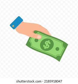 Vector illustration of giving money. Colored vector for website design .Simple design on transparent background (PNG).