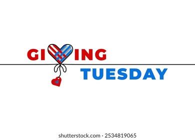 Ilustración vectorial de Giving Tuesday, el día mundial de la caridad dando con una línea formando un corazón.