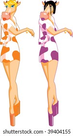 Vector illustration of a glamour cows