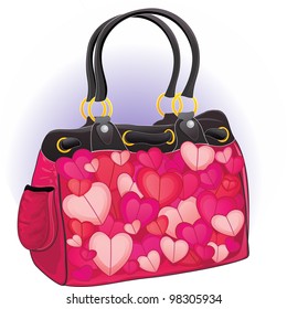 Vector illustration of a glamour pink handbag for valentine's day