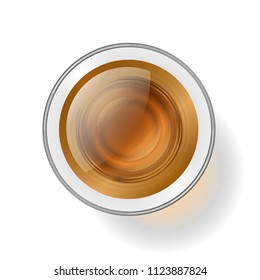 Vector Illustration. A Glass With Alcohol. Top View. Drink In A Glass. View From Above.