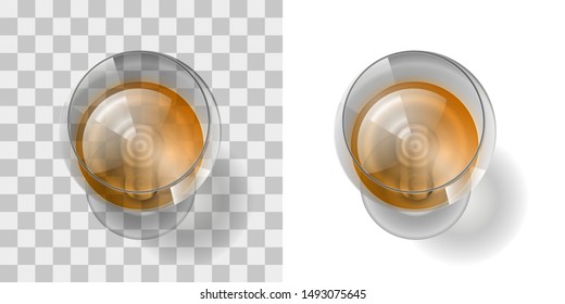 Vector Illustration. A Glass With Alcohol. Top View. Drink In A Glass. View From Above.