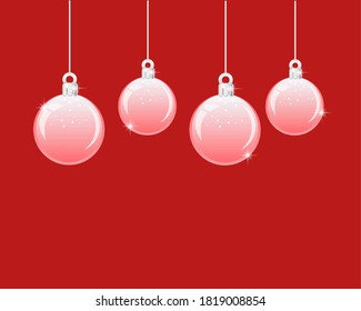 vector illustration of glass baubles with red background