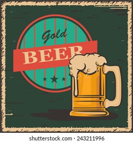 Vector illustration a glass of beer, emblem, logo