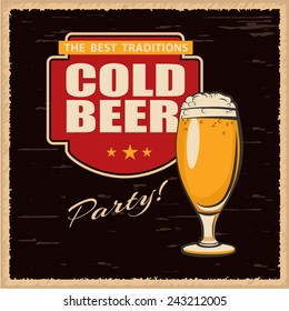 Vector illustration a glass of beer, emblem, logo
