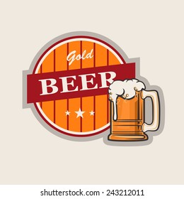 Vector illustration a glass of beer, emblem, logo